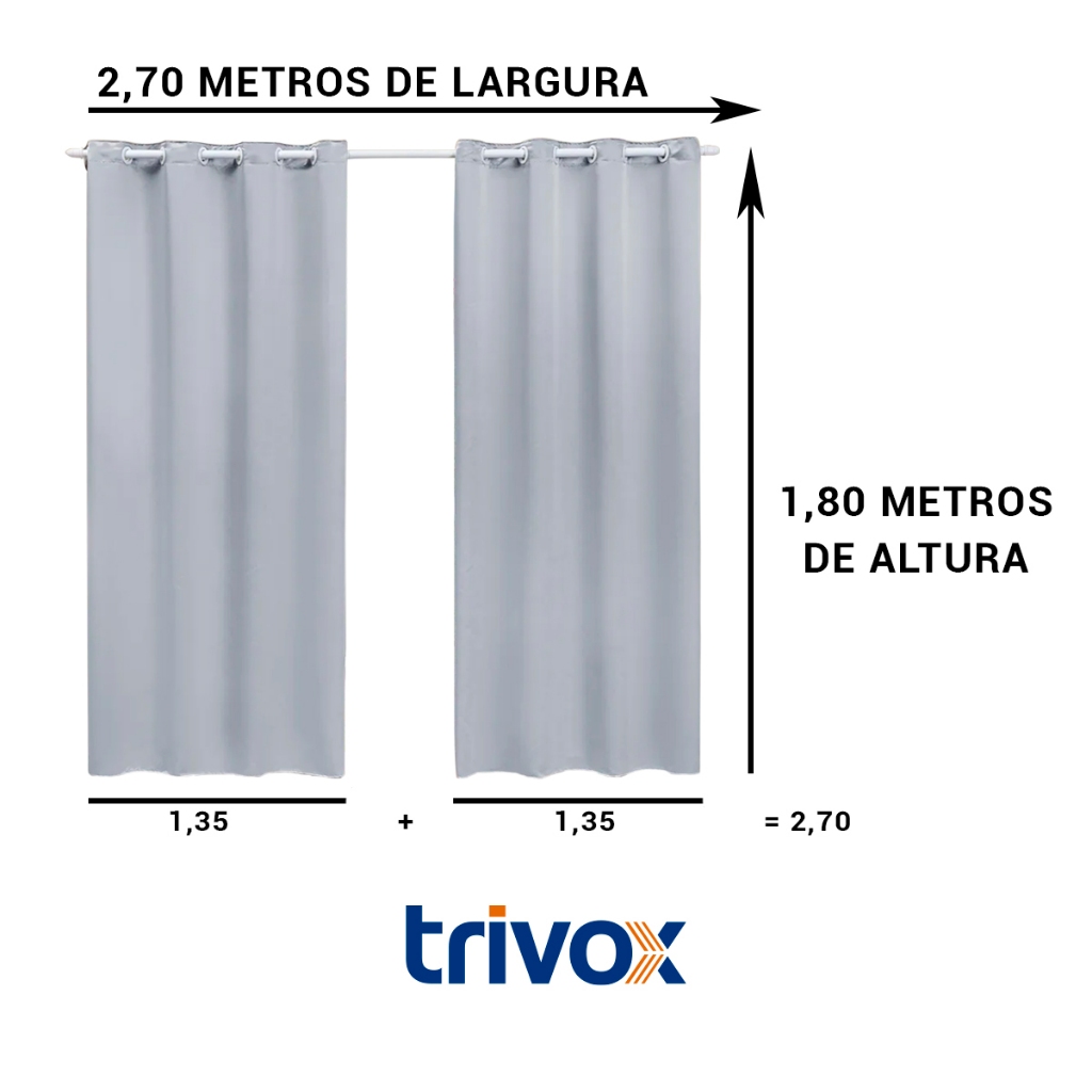 Cortina Blackout Corta Luz em Tecido 2,70 m x 1,80 m para Sala e Quarto - Blecaute - Pronta Entrega