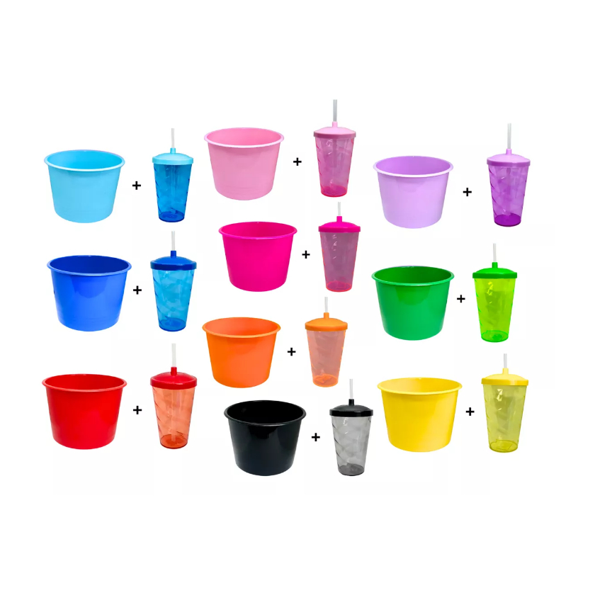 Kit Cinema 10 Balde 1,5l Pipoca + 10 Twister Colorido 400ml em Oferta na Shopee
