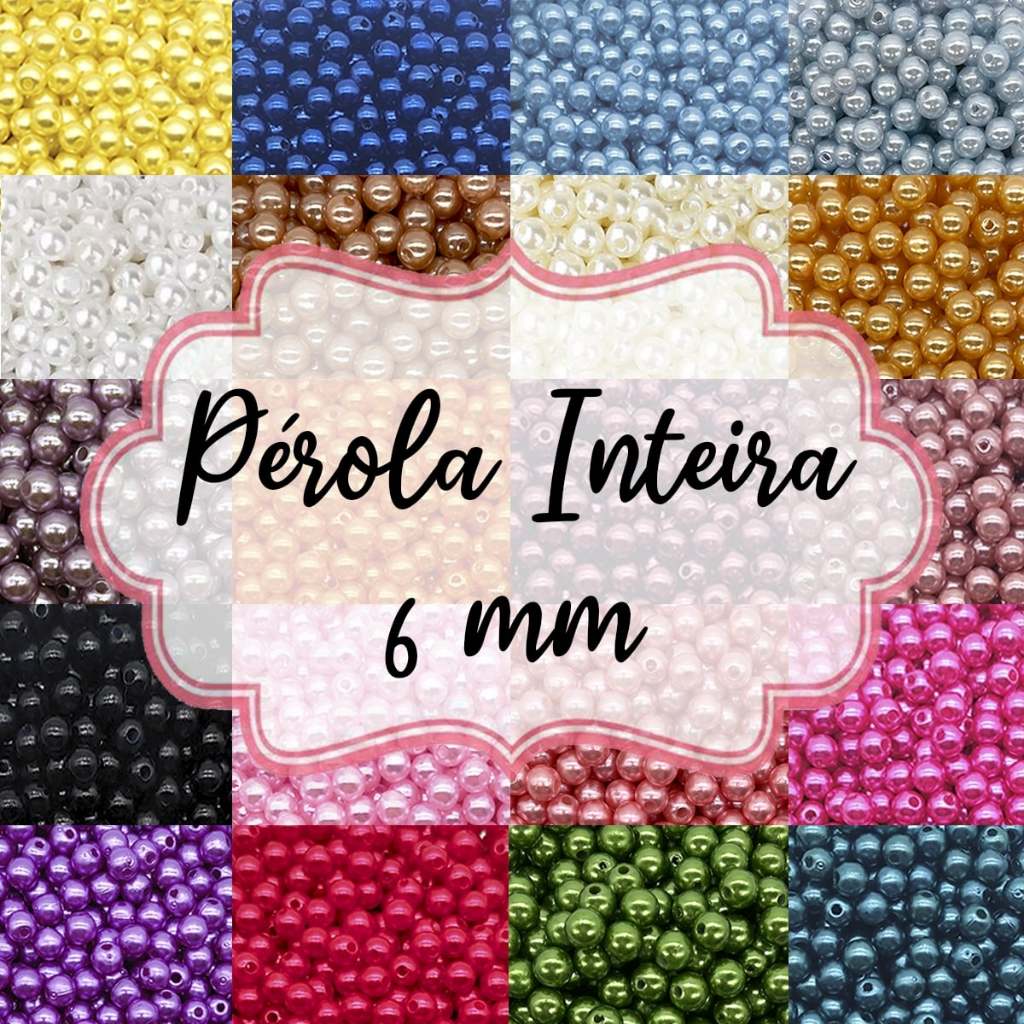 Perola Abs Inteira 6mm C/Furo Passante 500 Unidades