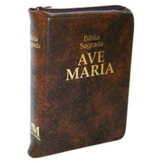 Bíblia Ave Maria Zíper Média Marrom em Oferta na Shopee