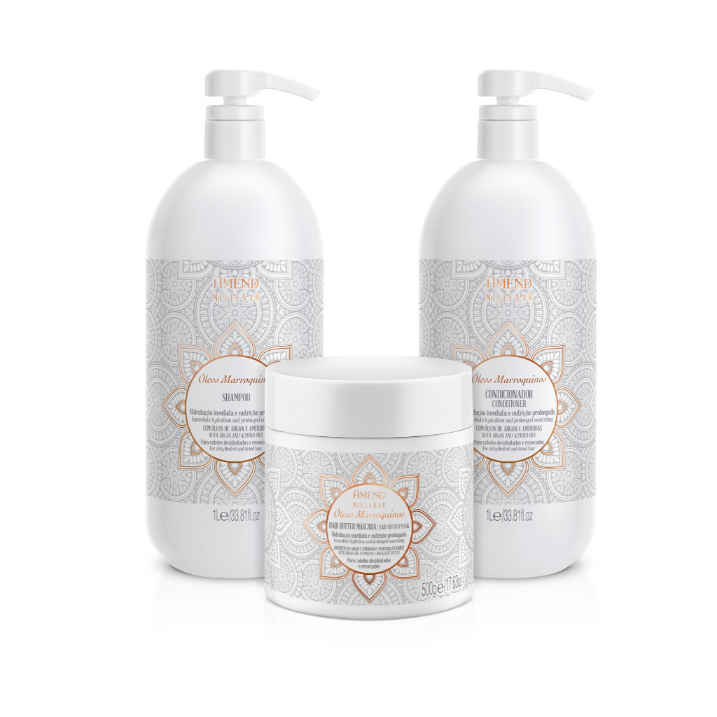 AMEND KIT MILLENAR PROFISSONAL ÓLEOS MARROQUINOS - 3 PRODUTOS - Beauty