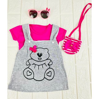Conjunto Camiseta + Jardineira Urso
