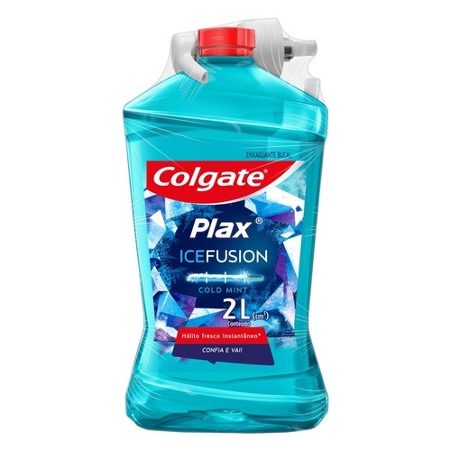 Colgate Plax Ice Fusion Cold Mint Enxaguante Bucal 2L Sorrisos Mais Refrescantes Entre Escovações