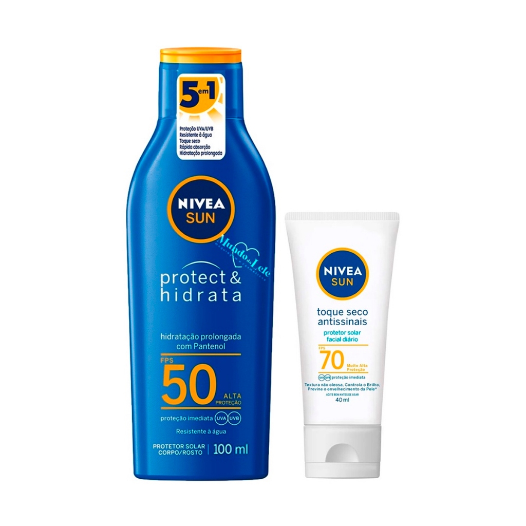 Kit Protetor Solar Nivea FPS50 100ml + Toque Seco Facial FPS70 - Beauty
