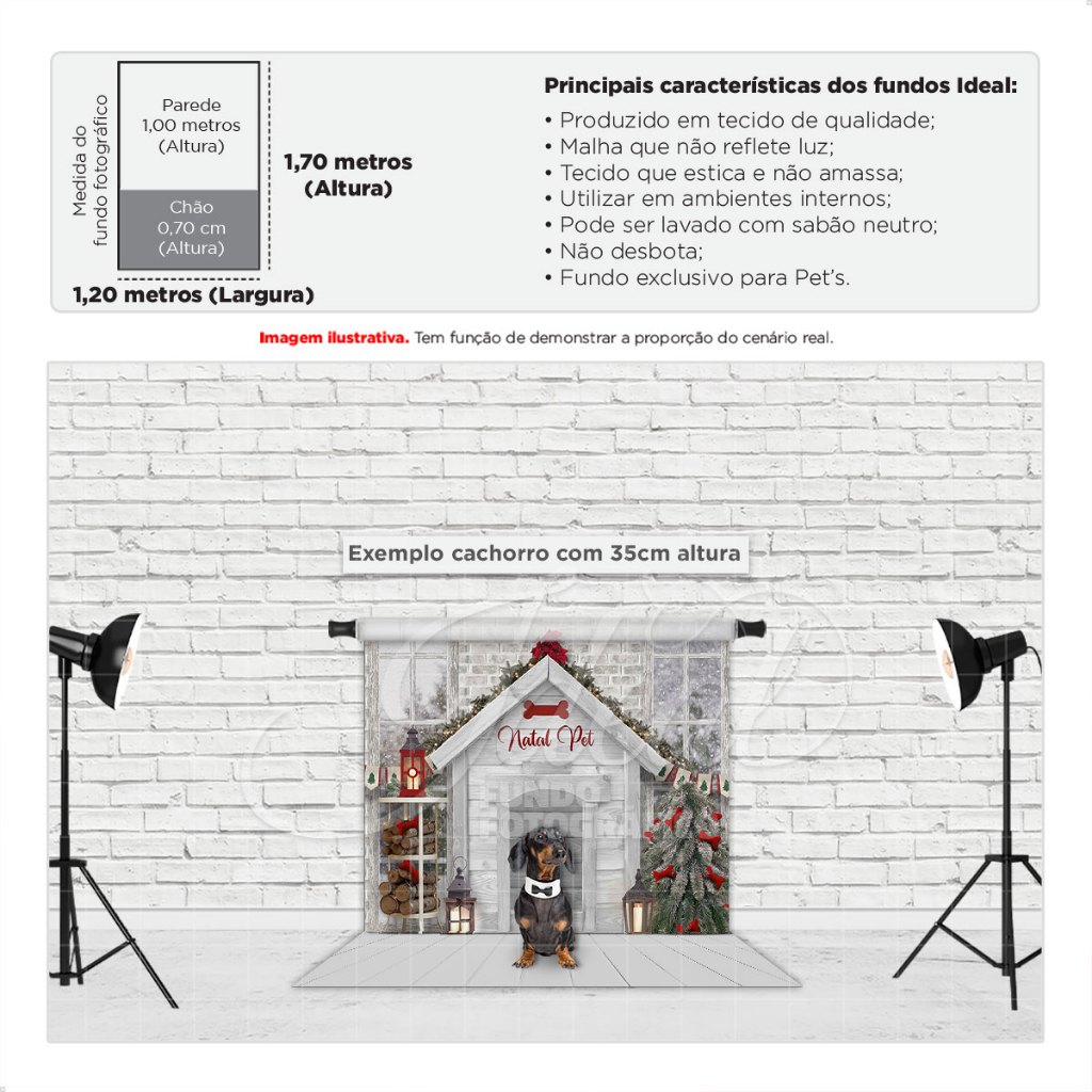 Fundo Fotográfico Pet Natal Casa Em Tecido 1,20x1,70m - PET-124 · foto 2