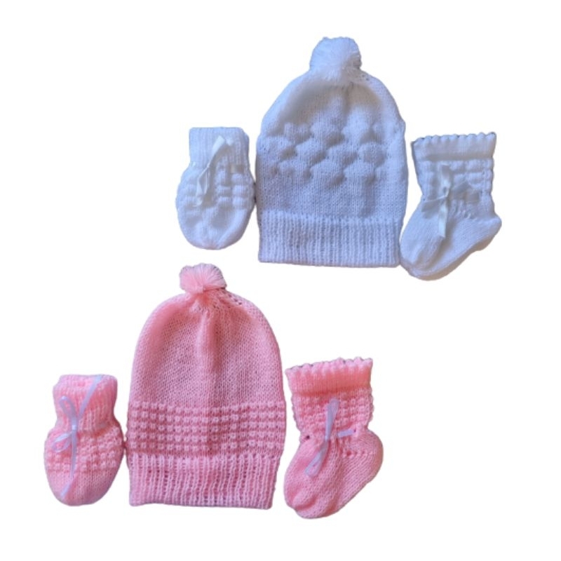 2 Kits de lã pra bebê antialérgico Rosa e Branco em Oferta na Shopee