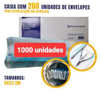 KIT 1000 ENVELOPES AUTOSSELANTE 10X23cm ESTERILIZAÇÃO MANICURE E PEDICURE