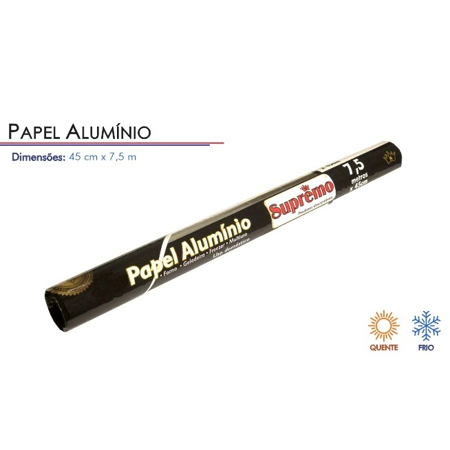Papel Alumínio Supremo - 7,5 Metros - 45cm
