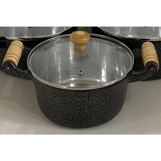 Panela Preta Pequena Tampa de Vidro Alumínio Batido Grosso Craqueado
