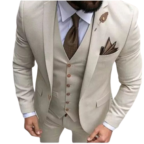 Terno Slim Italiano Bege de Luxo ( Calça + Blazer )