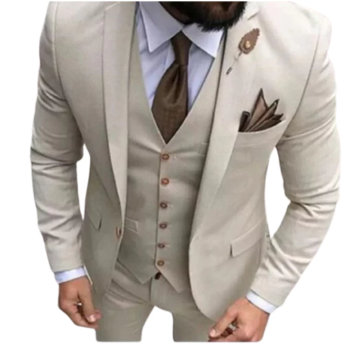 Terno Slim Italiano Bege de Luxo ( Calça + Blazer )