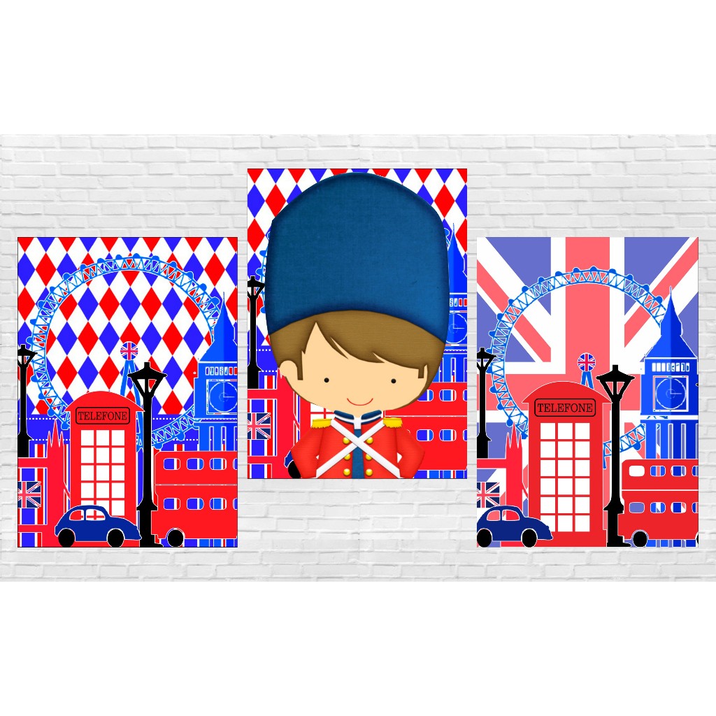 Poster Soldadinho de Chumbo London 30x40cm - KIT COM 3 POSTER - Decoração Festa Aniversário tema Soldadinho, Quebra Nozes.
