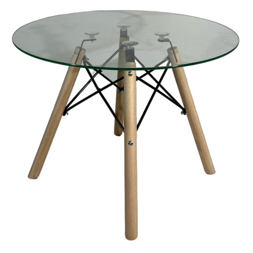 Mesa Centro Lateral 60cm Vidro Temperado Redonda Eiffel Charles Eames