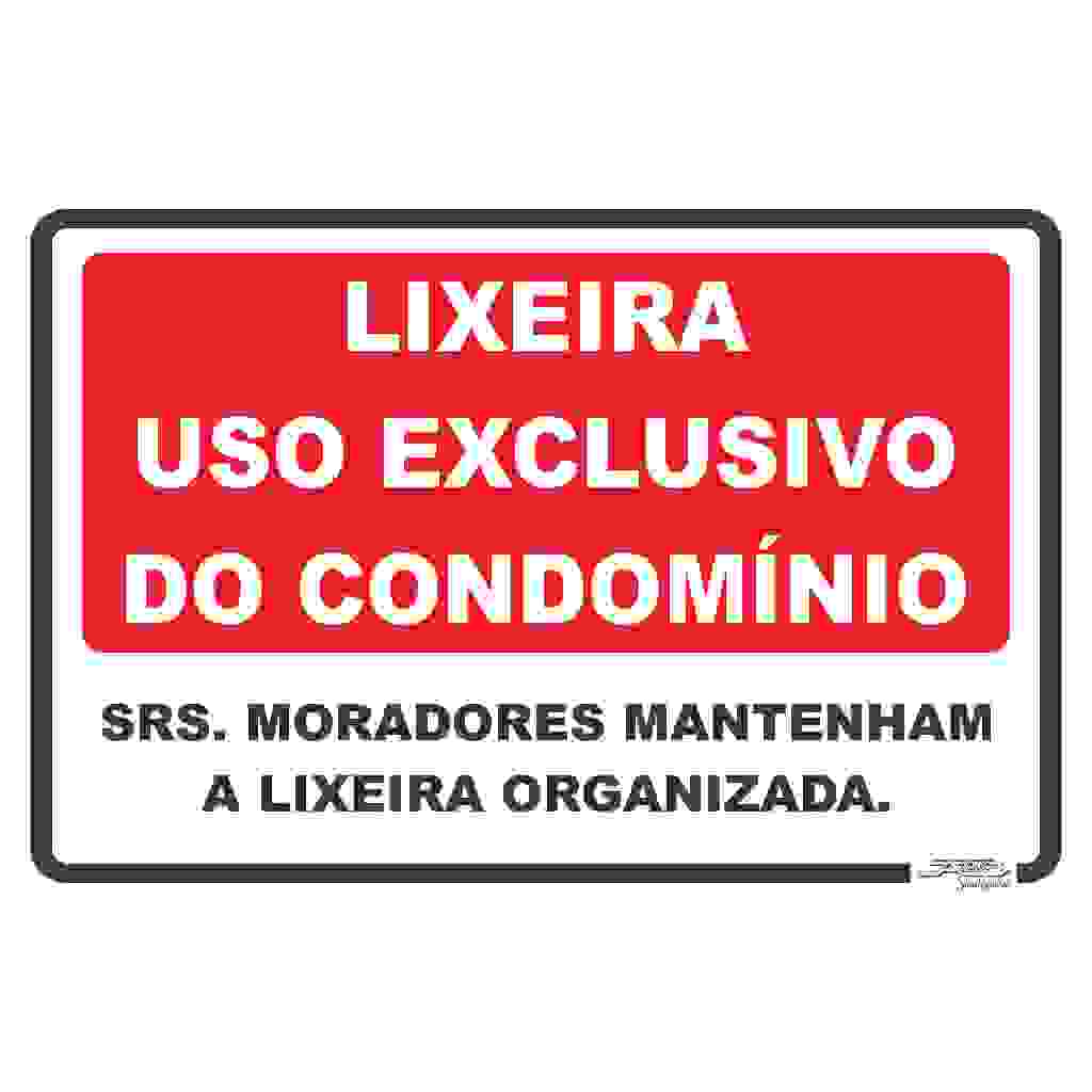 Placa Lixeira Uso Exclusivo Do Condomínio | 30x20 em Oferta na Shopee