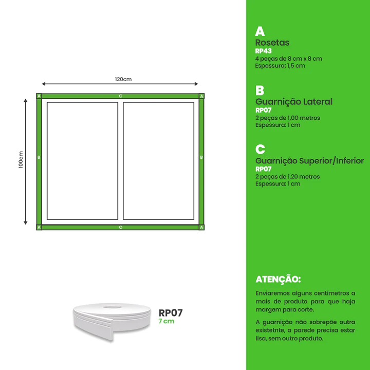 Moldura Para Janela EVA Autocolante Prova da Água 7cm - RP07 - Home & Living
