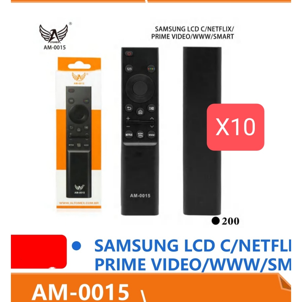 kit 10/6 Controle Remoto am-0015/le-7714 Compatível Com Smart Tv Samsung Serie Au7700 Au8000 Netflix Prime 4K BN59-1357A