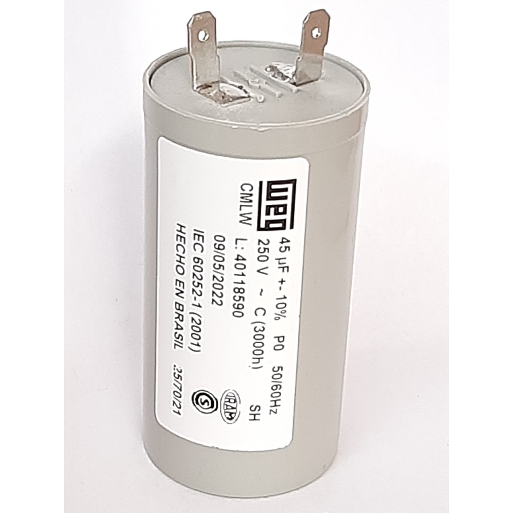 Capacitor 45uf 127v Weg Lavadora Brastemp 9kg Bwt09 Bwx09 Bwf09