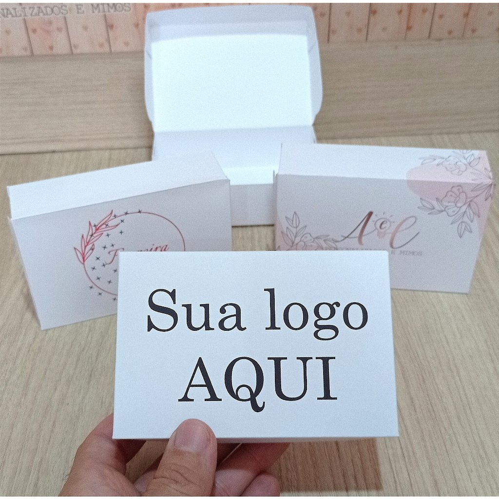 Caixa com logo - Caixa  12x8x3,5 cm - Caixa Pequena  - Caixa Embalagem - Caixa Presente - Caixa Para Doce - Caixinha