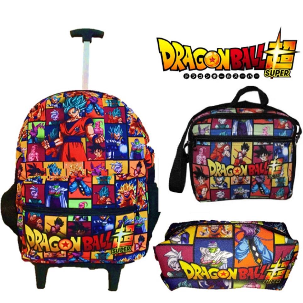 Dragon Ball Z - Kit Mochila Escolar lnfantil  De Rodinhas, C/ Lancheira E Estojo