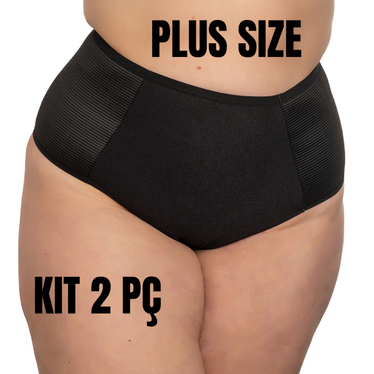 Kit 2 Calcinha Cinta Modeladora Plus Size  Cintura Alta Fitness Alta Compressão ( Kit 2 Izabel Plus)