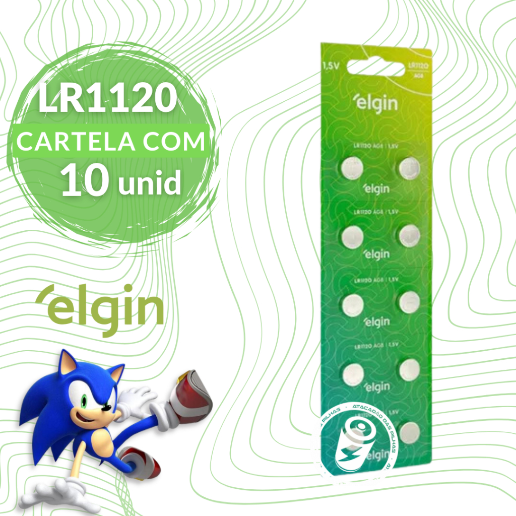 10 Pilhas Bateria Botão Lr1120 Elgin - 1 Cartela Elgin Sonic em Oferta na Shopee