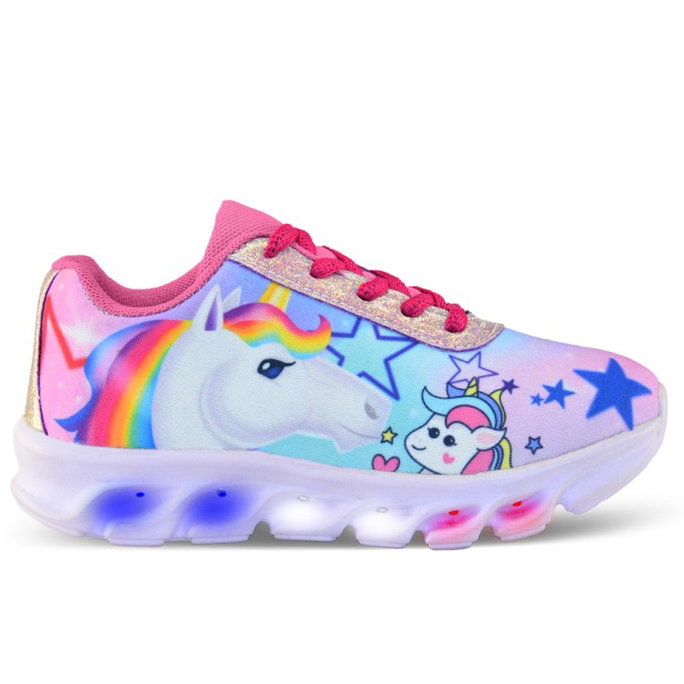 Tênis Infantil De LED Feminino Meninas Unicórnio Barato Macio Confortável Envio Imediato
