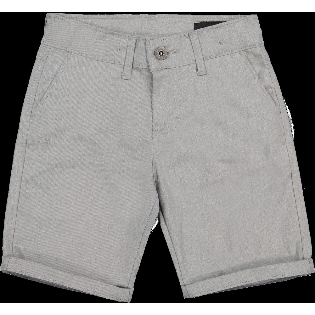 BERMUDA DE SARJA DE MENINO BOLSO FACA COR CINZA LISA INFANTIL E JUVENIL MARCA OGOCHI