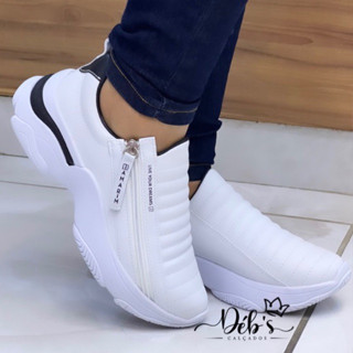 Tênis Feminino Casual Ramarim sem cardaço com ziper na lateral chunck 23-74201