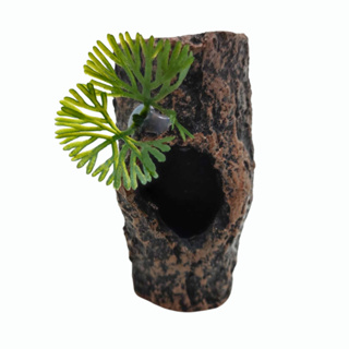 Enfeite de Aquário Em Resina Tronco Toca Peixe Com Planta 7x3cm - AX1101P em Oferta na Shopee
