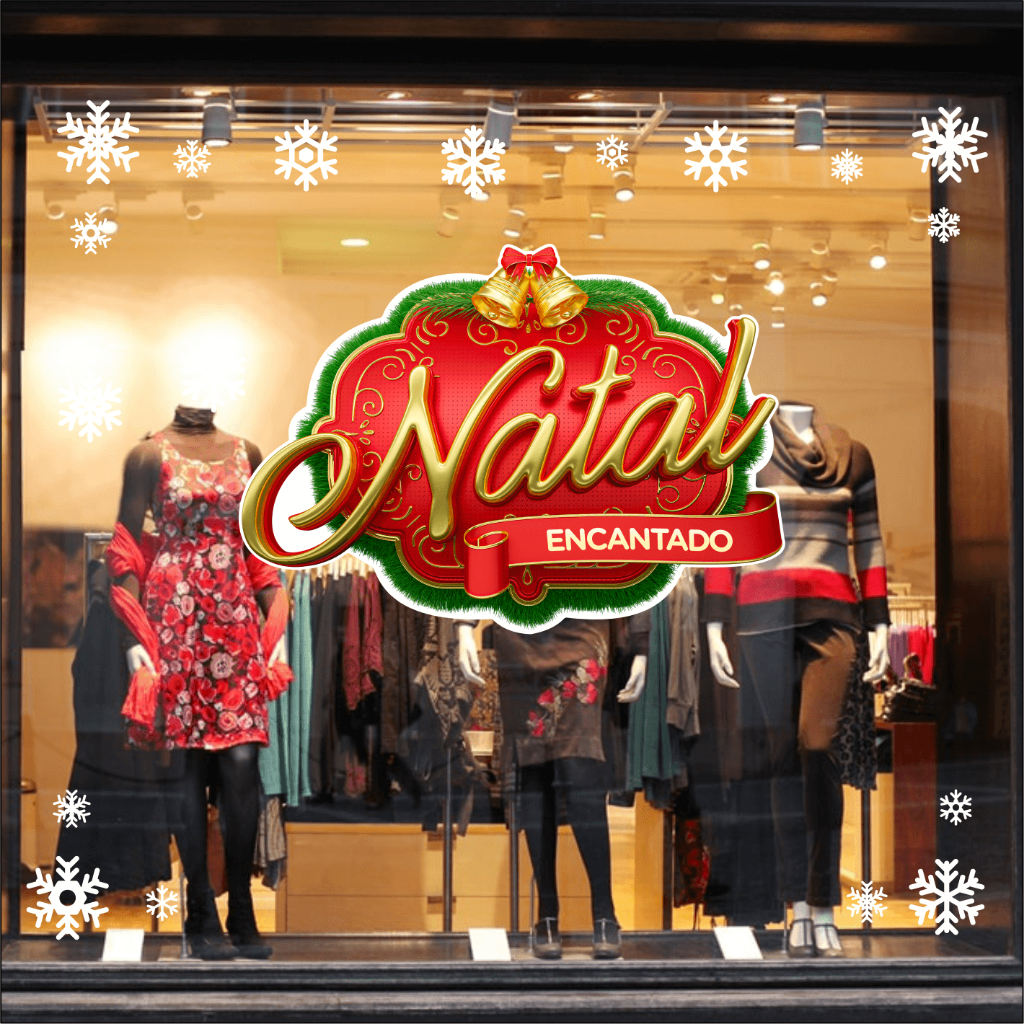Adesivo Vitrine Natal Festas + Flocos de neve Final de ano merry christmas Promoção Ofertas Vendas