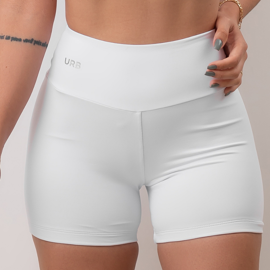 Short Bermuda bermudinha branca rosa preta Básico Cós Alto zero transparência com forro