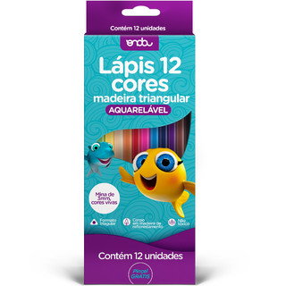 Lapis de Cor Aquarelável 12 Cores + Pincel Lápis Aquarela Onda