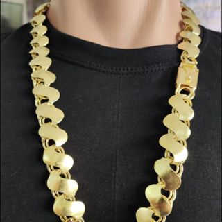 Cordão Corrente FRISO FRIZO S 16mm 70CM MOEDA ANTIGA Cor Dourada Ouro