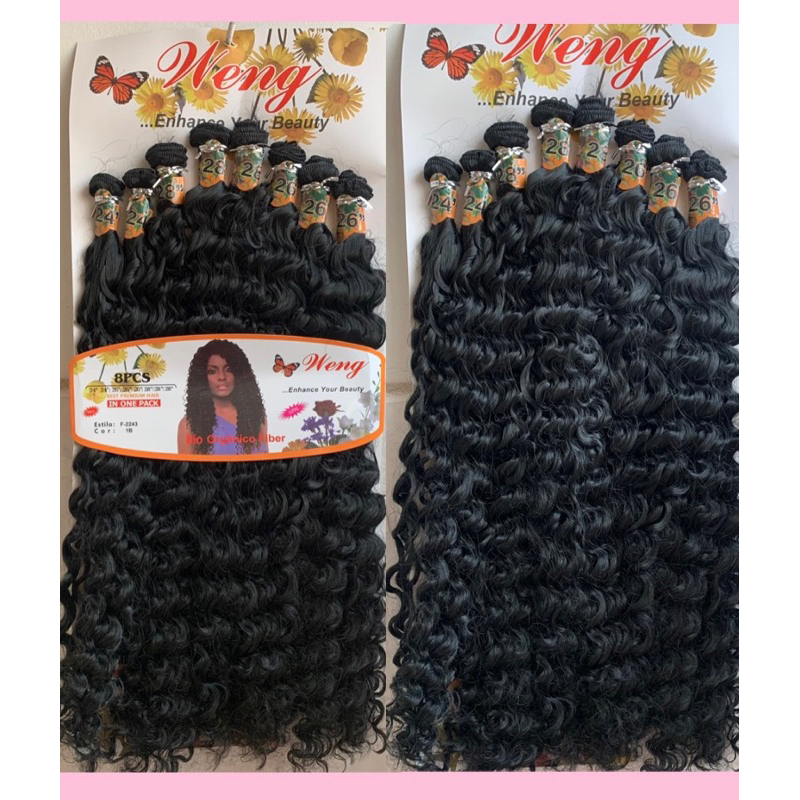 Cabelo Cacheado Orgânico / PRETO > 8 telas 300g - (modelo:Brazuca)
