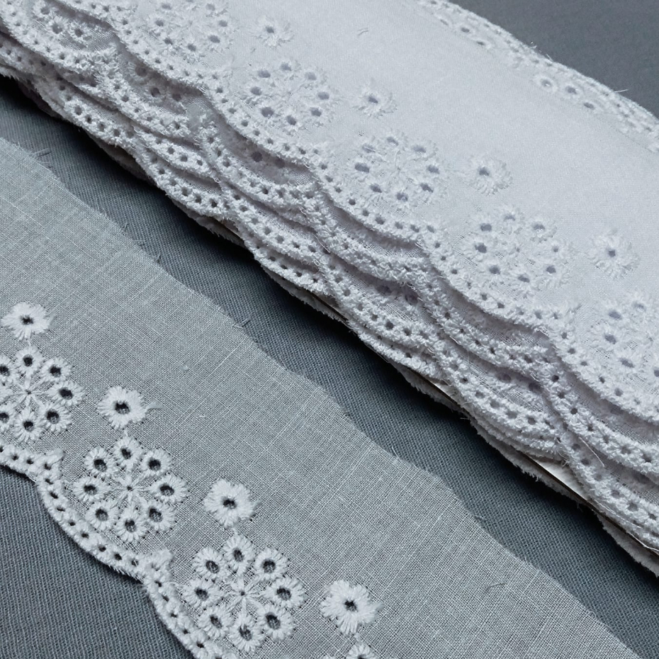 Bordado Inglês 100% Algodão Largura 5,0cm - 13,7mts Peça - Patchwork Artesanato Decoração em Oferta na Shopee