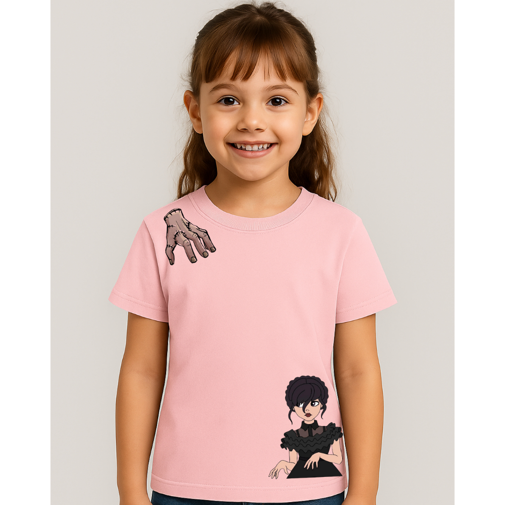 Camiseta Estilosa Feminina Blusa Infantil Estampada Wandinha Personalizada 100% Algodão Premium