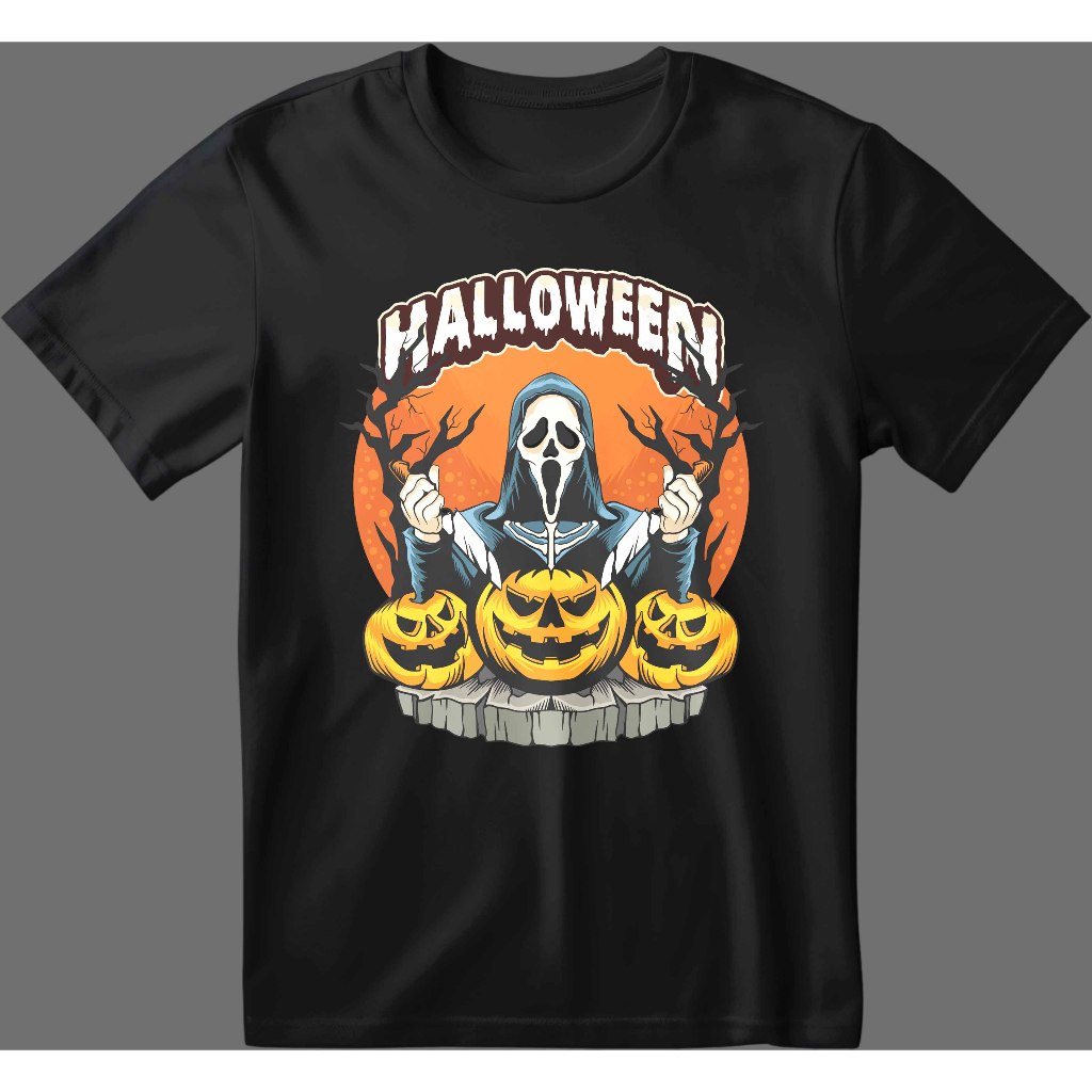 Camisa Unissex Temática Hallowen Estampas Variadas T-shirt 100% Algodão 30.1 Entrega Rápida.