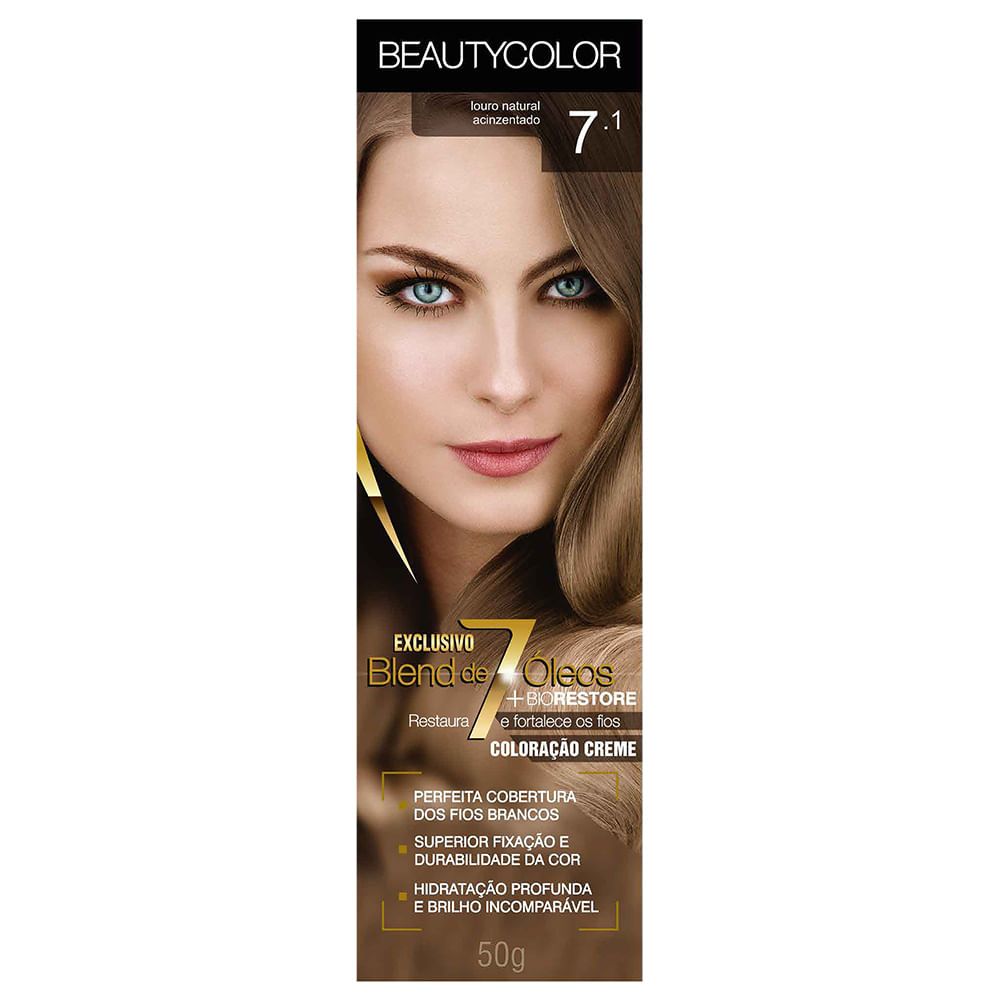 Tinta Beauty Color 7.1 Louro Natural Acinzentado em Oferta na Shopee