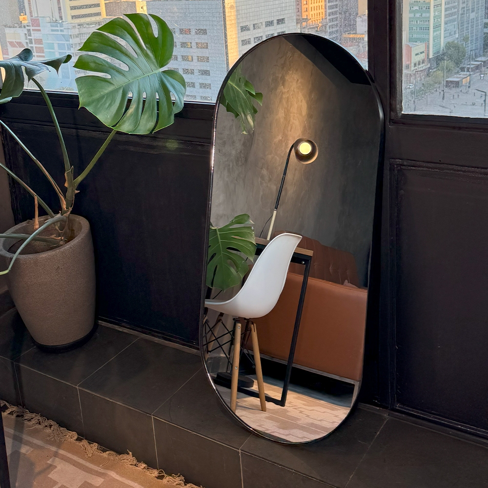 Espelho  Decorativo Capsula 60X40 Com Suporte Incluso Sala Quarto Banheiro em Oferta na Shopee