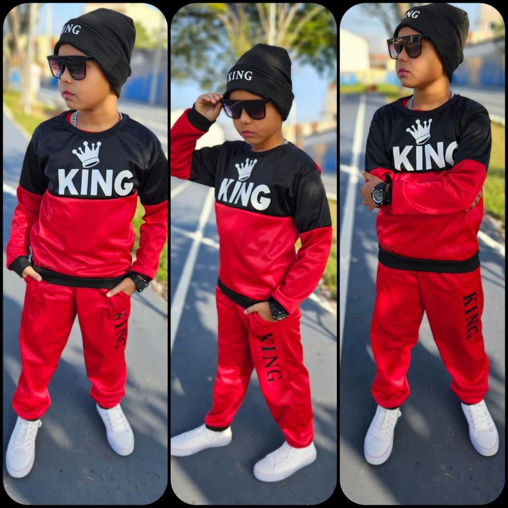 Conjunto Infantil Menino Chimpa Quentinho E Estiloso Casaco+Calça+Touca Veste 4 ao 14