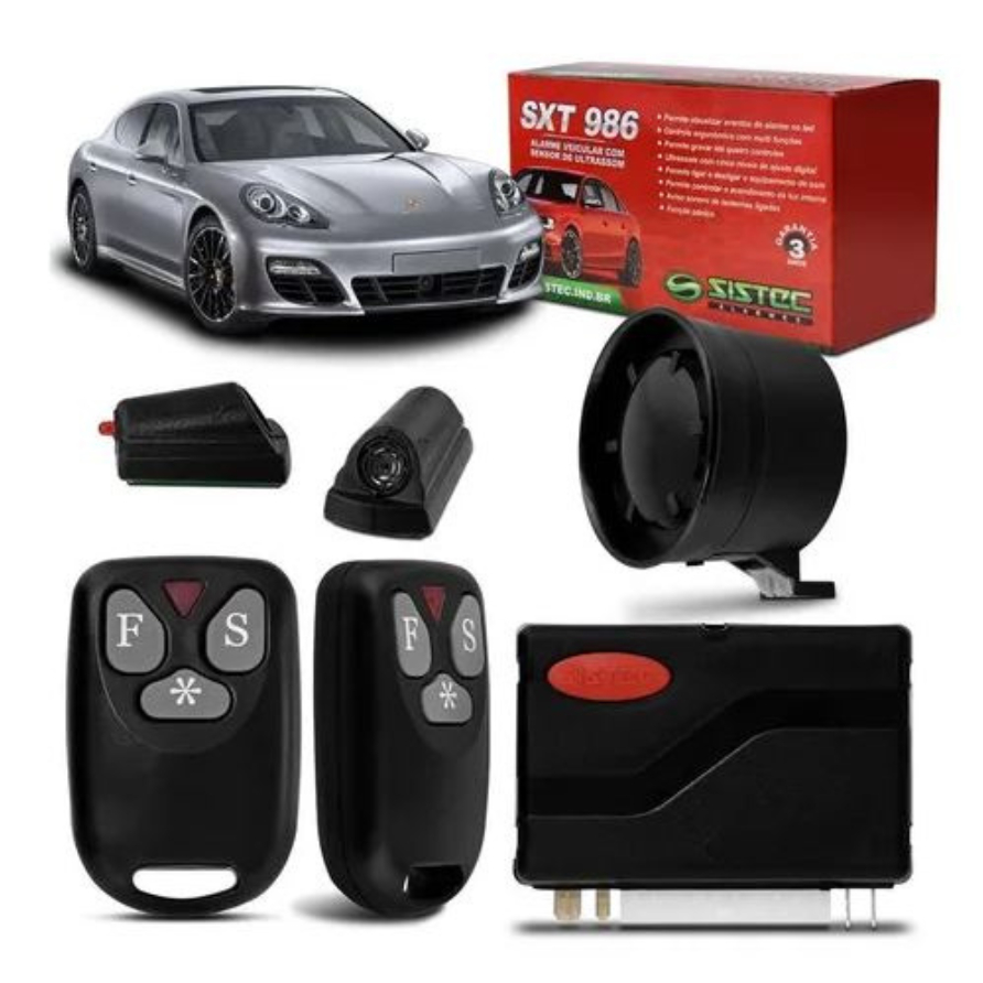 Alarme Automotivo Sistec SXT 986 c/ 2 Controles (Led Vermelho) em Oferta na Shopee