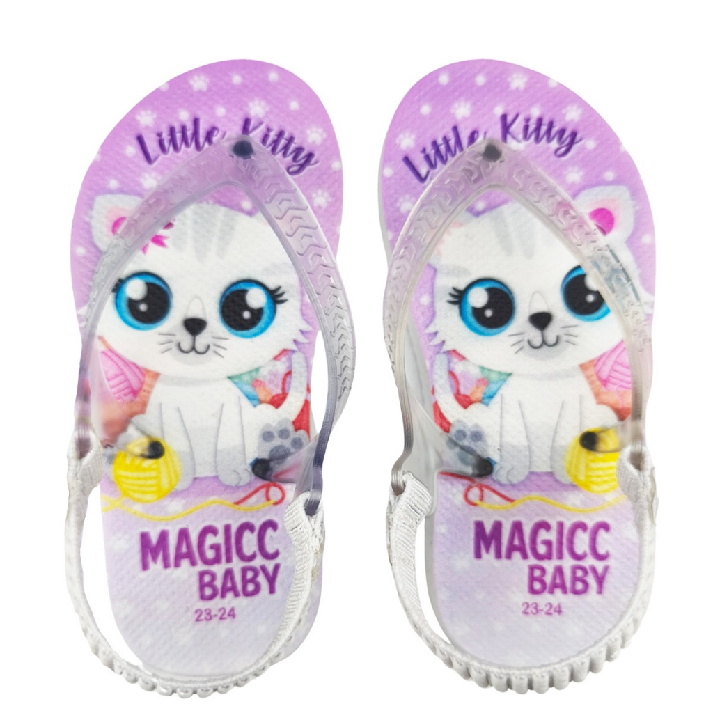 Chinelo Bebê Infantil Menina Sandália Infantil Menina com Elástico Gatinha Charmosa Magicc MB-046