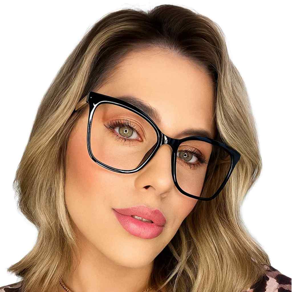 Óculos Armação de Grau Feminino Preto Grande Quadrado