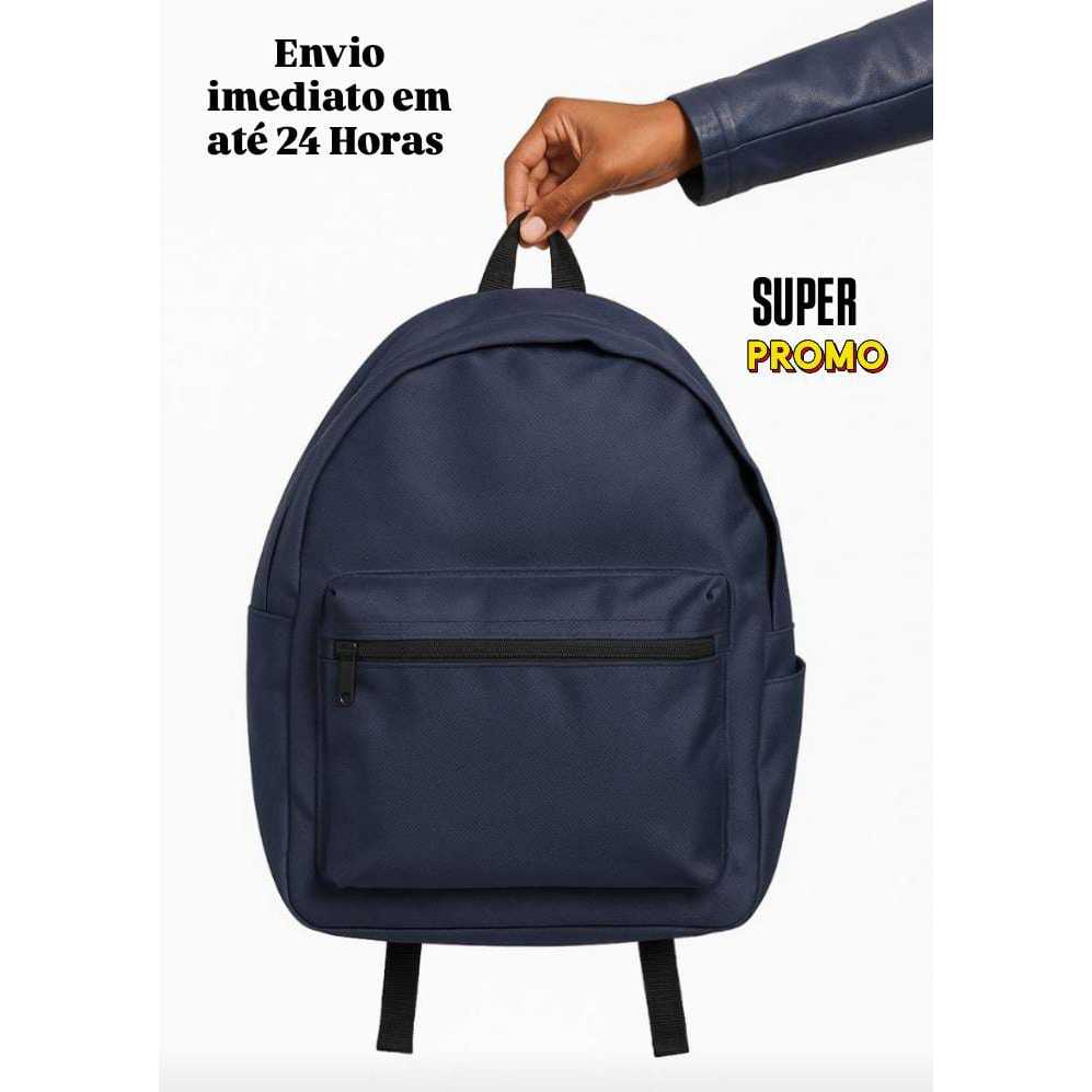 Mochila Masculina Feminina Reforçada Trabalho Viagem Escolar AZUL JEANS + ESTOJO AZUL JEANS  PROMOÇÃO