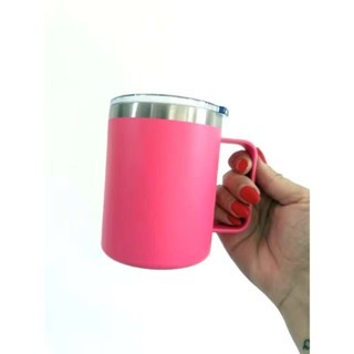 KIT 10 preto Caneca Térmica  Quente ou Frio com Alça 350ML Com Tampa 10unidades