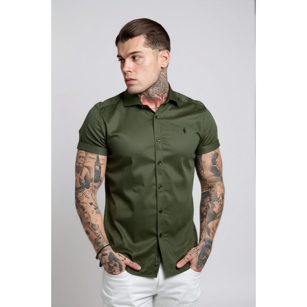Camisa Social Slim Fit Premium Manga Curta