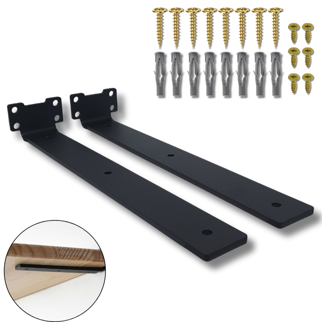 Dois Fixadores Mão Francesa Tipo Cantoneira Inversa 30cm Aço Resistente Suporte de Prateleira