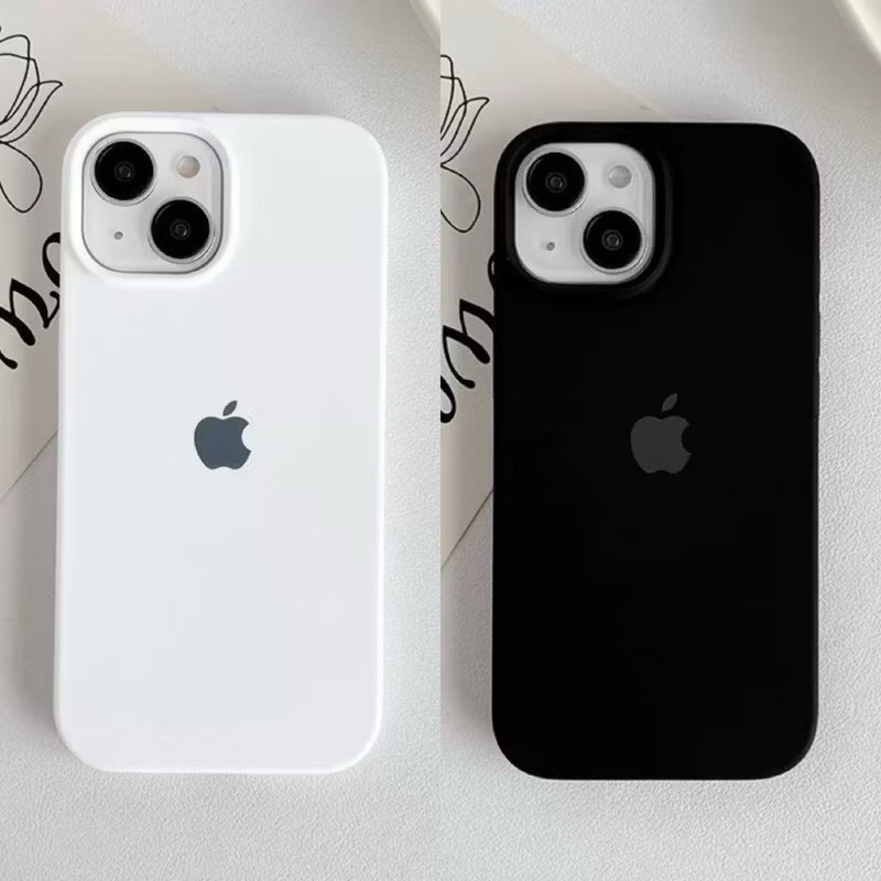 Capa Capinha Silicone Aveludada Premium PRETO BRANCO Para IPhone 13 XR/11/13/14/15//16/16Promax/plus