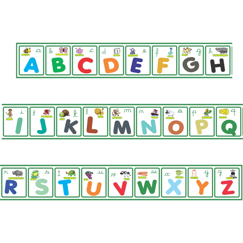 Faixa Pedagógica Alfabeto Infantil Escola Adesivo Decoração 1,20x15cm em Oferta na Shopee