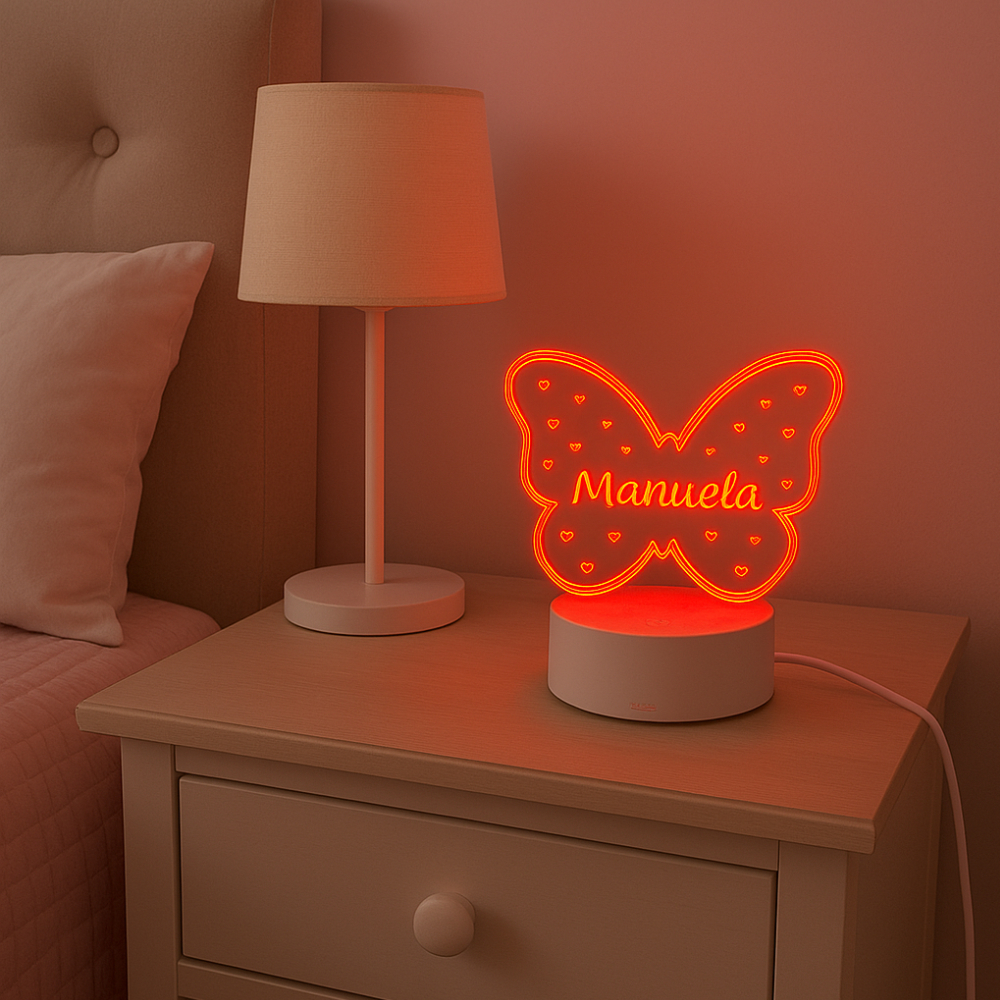 Luminária Borboleta Personalizada Presente Para Menina Bebê Batizado de Madrinha e Padrinho Batismo